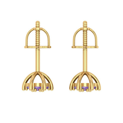 0.35cttw Alexandrite Gold-Plated 925 Silver Screw Back Stud Earrings