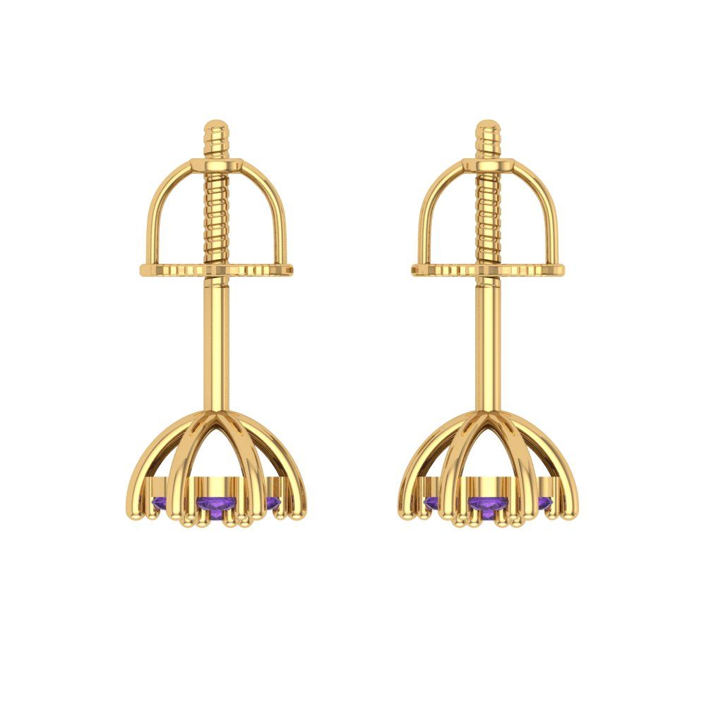 0.35cttw Amethyst Gold-Plated 925 Silver Screw Back Stud Earrings