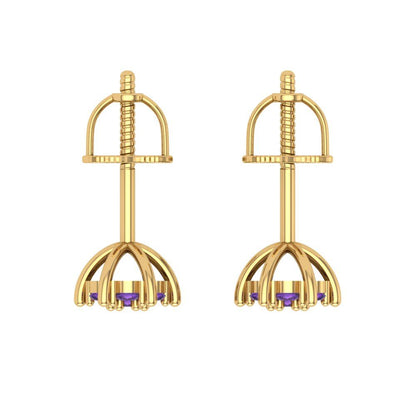 0.35cttw Amethyst Gold-Plated 925 Silver Screw Back Stud Earrings