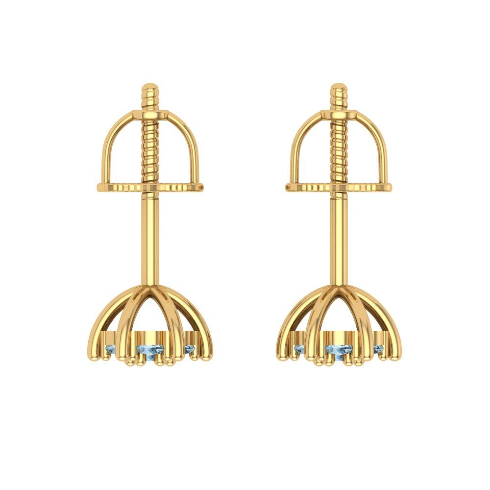 0.35cttw Aquamarine Gold-Plated 925 Silver Screw Back Stud Earrings