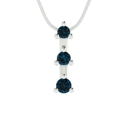 0.21 tcw Necklace Pendant - 14K White Gold Round Cut Charm London - Adjustable Length - 15in Box Chain to 18in