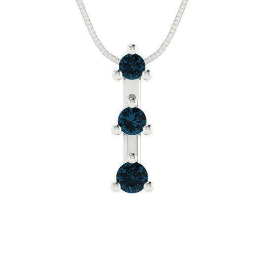 0.21 tcw Necklace Pendant - 14K White Gold Round Cut Charm London - Adjustable Length - 15in Box Chain to 18in