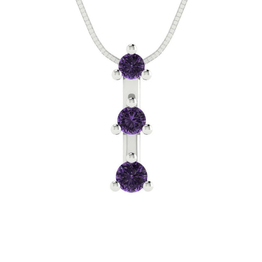 0.21cttw Round Cut Alexandrite Gold-Plated 925 Silver Pendant and 16" Box-Chain Necklace