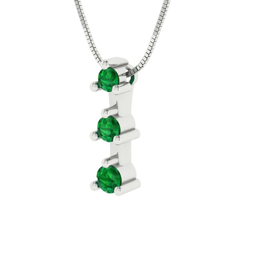 0.21cttw Round Cut Emerald Gold-Plated 925 Silver Pendant and 16" Box-Chain Necklace