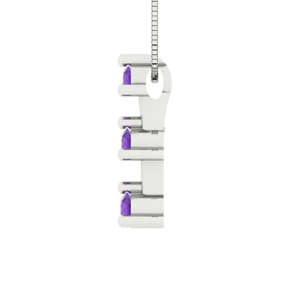 0.21cttw Round Cut Amethyst Gold-Plated 925 Silver Pendant and 16" Box-Chain Necklace