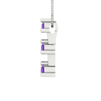 0.21cttw Round Cut Amethyst Gold-Plated 925 Silver Pendant and 16" Box-Chain Necklace