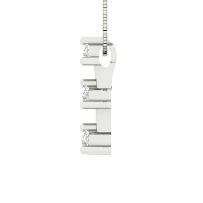 0.21 tcw Necklace Pendant - 14K White Gold Round Cut Charm White Sapphire - Adjustable Length - 15in Box Chain to 18in