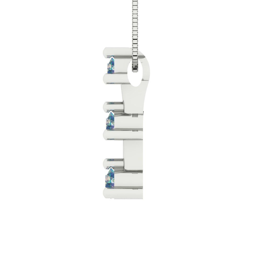 0.21cttw Round Cut Blue Moissanite Gold-Plated 925 Silver Pendant and 16" Box-Chain Necklace