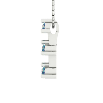 0.21cttw Round Cut Blue Moissanite Gold-Plated 925 Silver Pendant and 16" Box-Chain Necklace