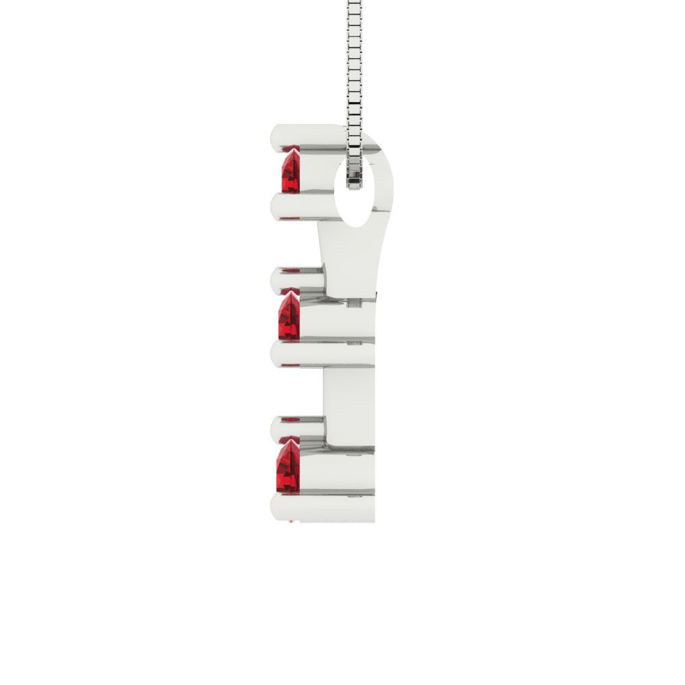 0.21 tcw Necklace Pendant - 14K White Gold Round Cut Charm Pink Tourmaline - Adjustable Length - 15in Box Chain to 18in