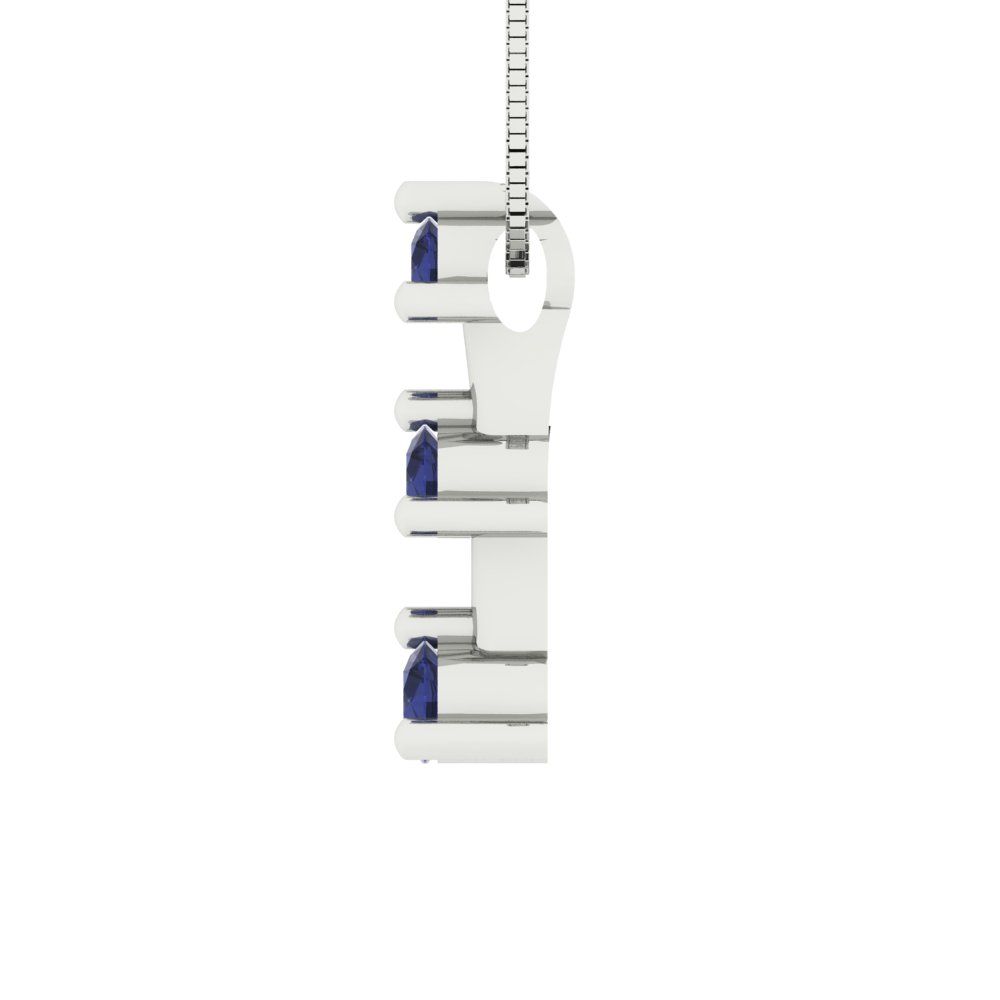 0.21cttw Round Cut Blue Sapphire Gold-Plated 925 Silver Pendant and 16" Box-Chain Necklace