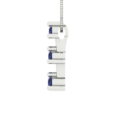 0.21cttw Round Cut Blue Sapphire Gold-Plated 925 Silver Pendant and 16" Box-Chain Necklace