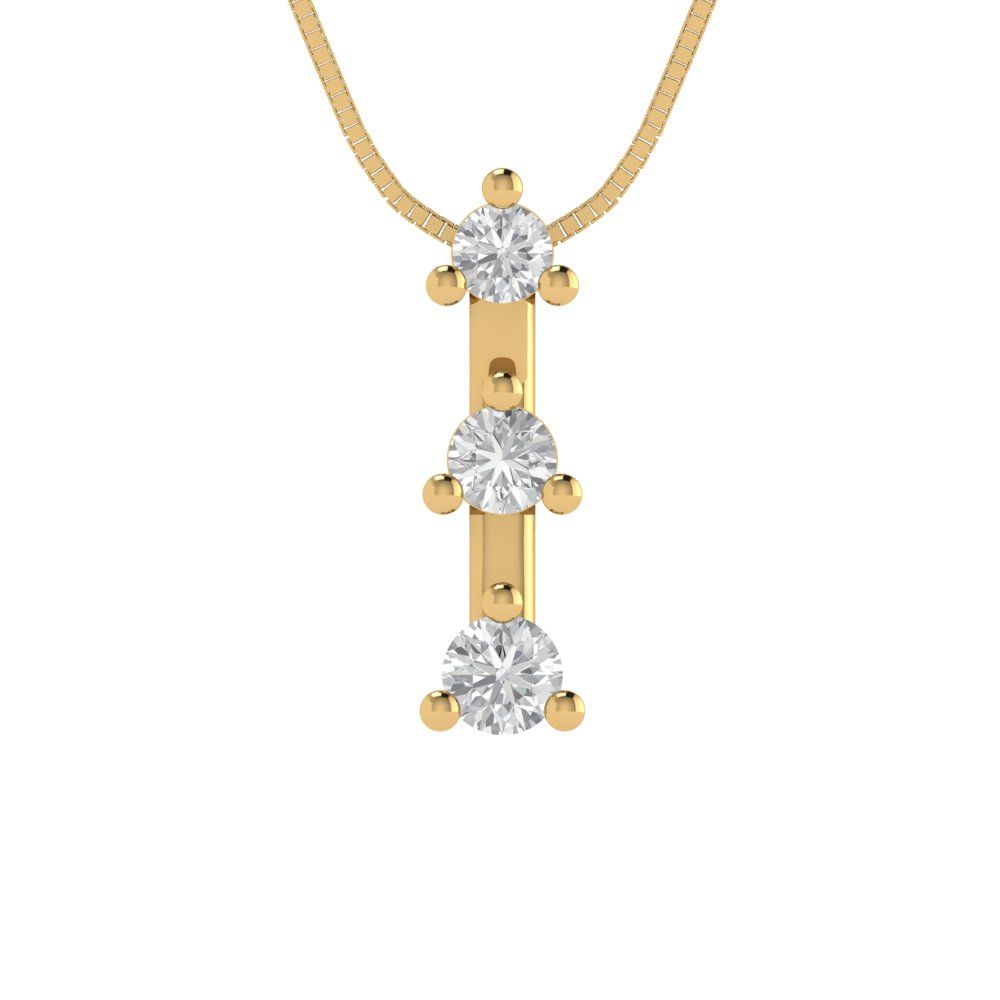 0.21 tcw Necklace Pendant - 14K White Gold Round Cut Charm Moissanite - Adjustable Length - 15in Box Chain to 18in
