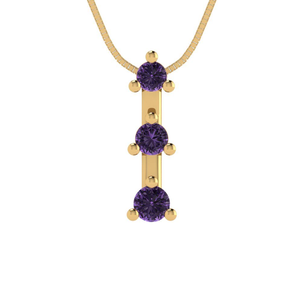 0.21cttw Round Cut Alexandrite Gold-Plated 925 Silver Pendant and 16" Box-Chain Necklace
