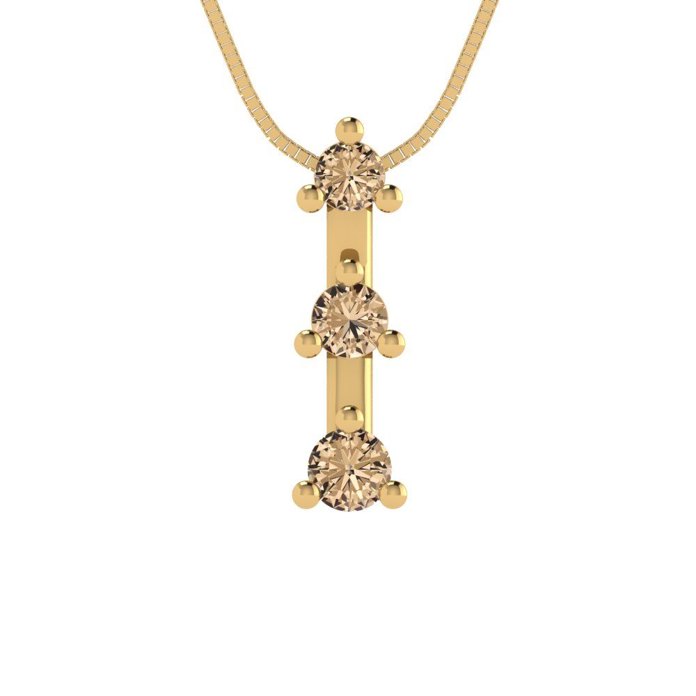 0.21 tcw Necklace Pendant - 14K White Gold Round Cut Charm Yellow Moissanite - Adjustable Length - 15in Box Chain to 18in