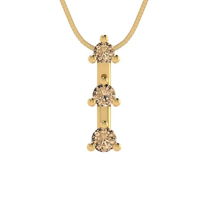 0.21 tcw Necklace Pendant - 14K White Gold Round Cut Charm Yellow Moissanite - Adjustable Length - 15in Box Chain to 18in