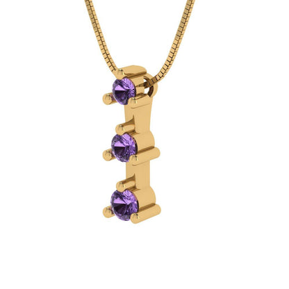 0.21cttw Round Cut Alexandrite Gold-Plated 925 Silver Pendant and 16" Box-Chain Necklace