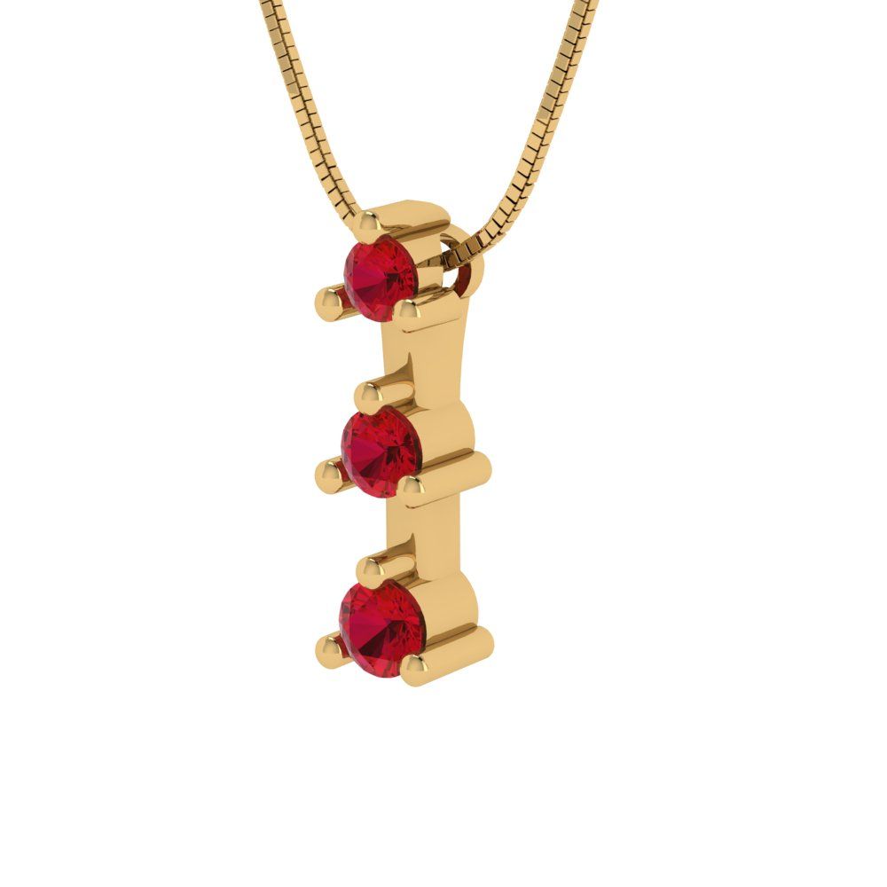 0.21 tcw Necklace Pendant - 14K White Gold Round Cut Charm Pink Tourmaline - Adjustable Length - 15in Box Chain to 18in