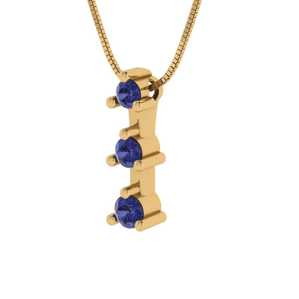0.21 tcw Necklace Pendant - 14K White Gold Round Cut Charm Tanzanite - Adjustable Length - 15in Box Chain to 18in