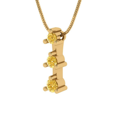 0.21cttw Round Cut Citrine Gold-Plated 925 Silver Pendant and 16" Box-Chain Necklace