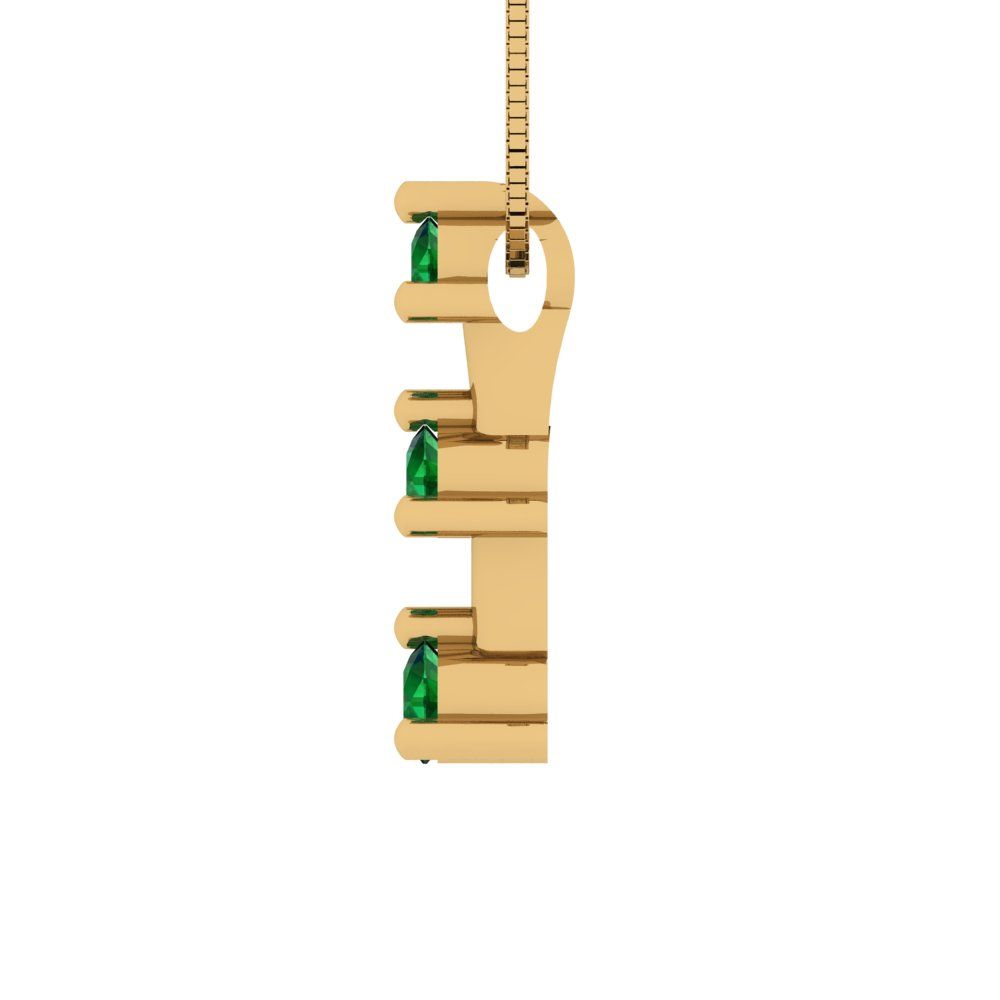 0.21cttw Round Cut Emerald Gold-Plated 925 Silver Pendant and 16" Box-Chain Necklace