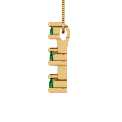 0.21cttw Round Cut Emerald Gold-Plated 925 Silver Pendant and 16" Box-Chain Necklace