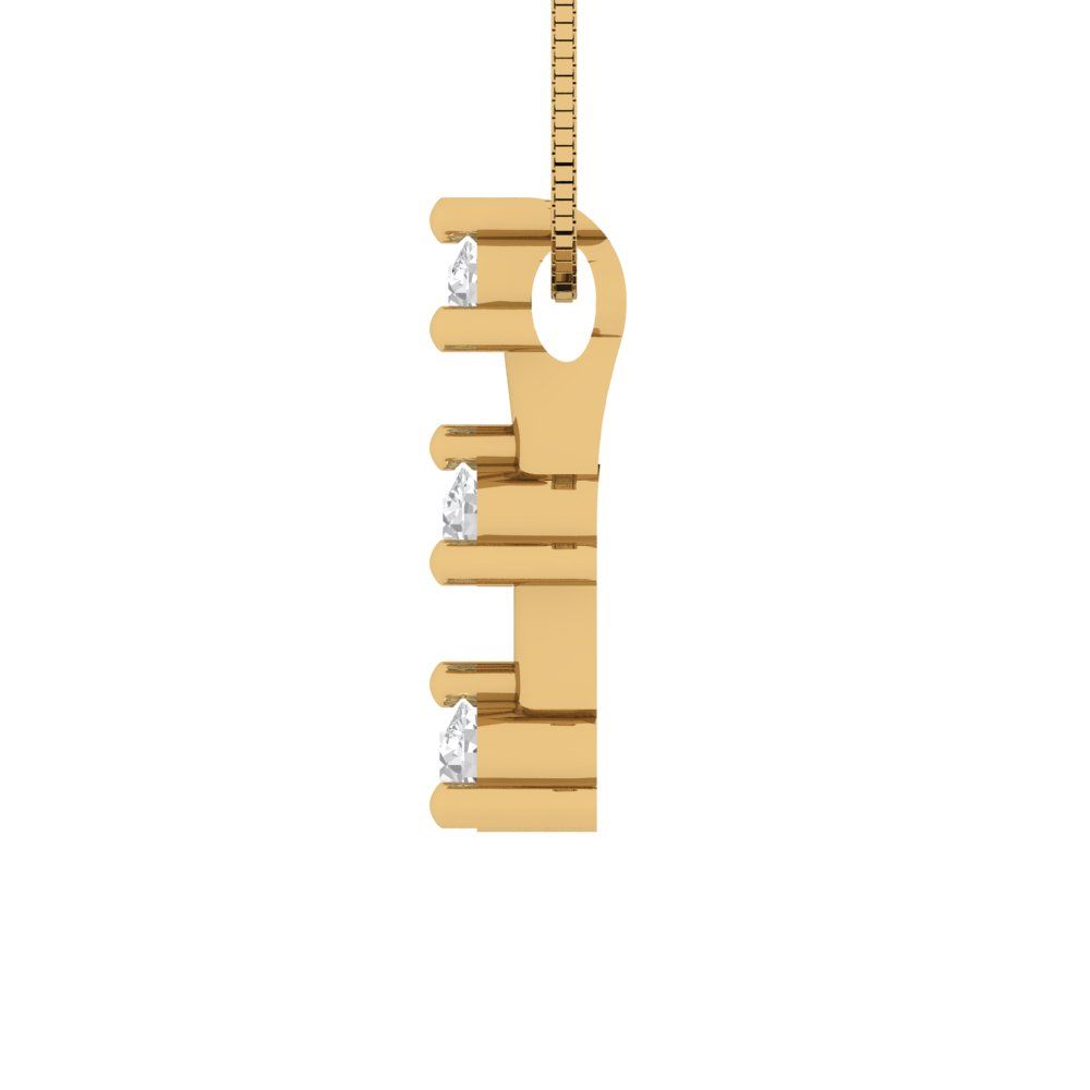 0.21 tcw Necklace Pendant - 14K White Gold Round Cut Charm Zirconia Diamond - Adjustable Length - 15in Box Chain to 18in