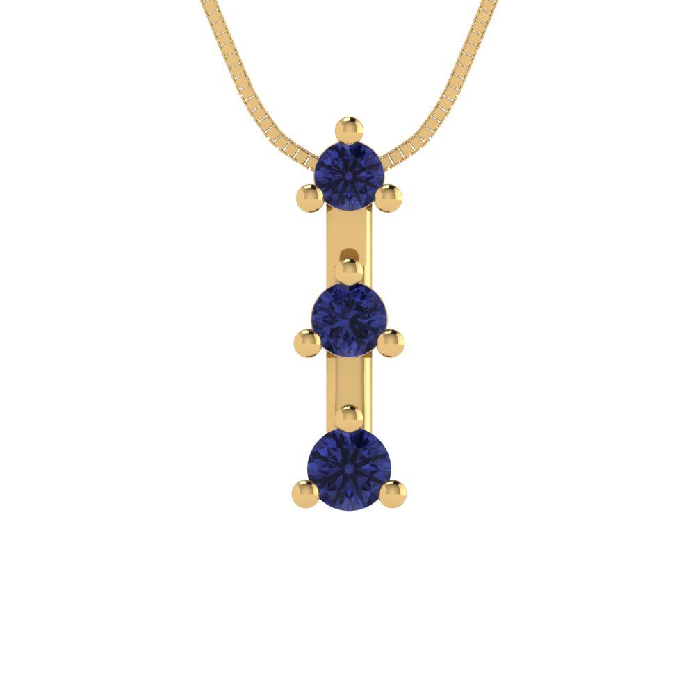 0.21 tcw Necklace Pendant - 14K White Gold Round Cut Charm Tanzanite - Adjustable Length - 15in Box Chain to 18in
