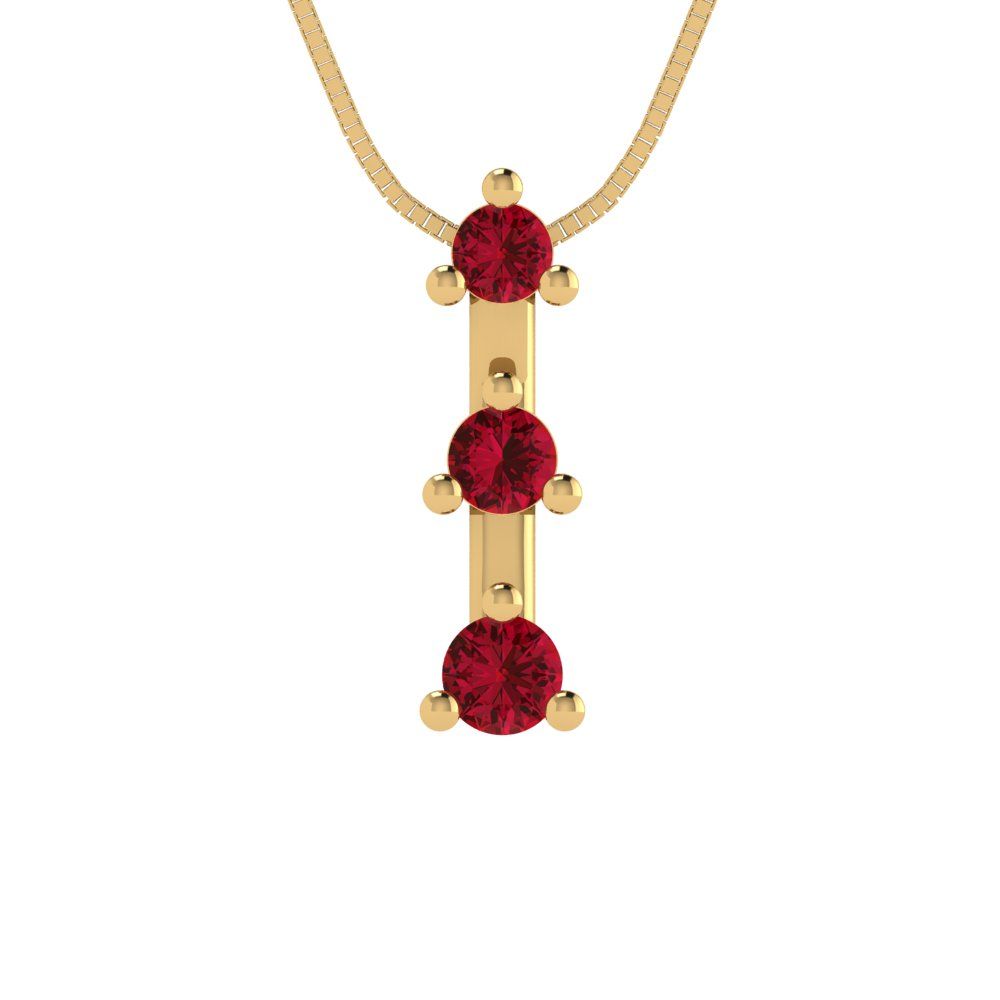 0.21 tcw Necklace Pendant - 14K White Gold Round Cut Charm Pink Tourmaline - Adjustable Length - 15in Box Chain to 18in
