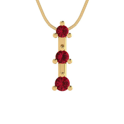 0.21 tcw Necklace Pendant - 14K White Gold Round Cut Charm Pink Tourmaline - Adjustable Length - 15in Box Chain to 18in