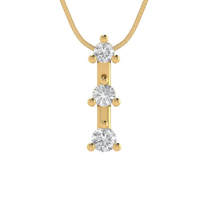 0.21 tcw Necklace Pendant - 14K White Gold Round Cut Charm Zirconia Diamond - Adjustable Length - 15in Box Chain to 18in