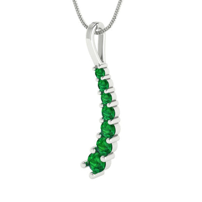 0.465cttw Round Cut Emerald Gold-Plated 925 Silver Pendant and 16" Box-Chain Necklace