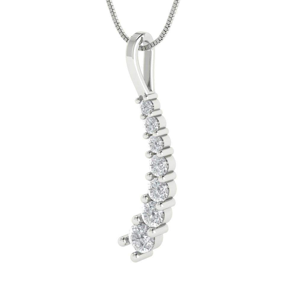 0.465cttw Round Cut Clear Gold-Plated 925 Silver Pendant and 16" Box-Chain Necklace