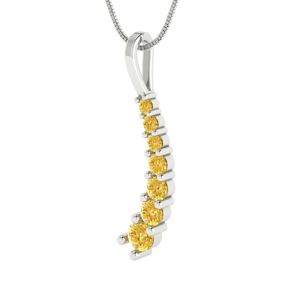 0.465cttw Round Cut Citrine Gold-Plated 925 Silver Pendant and 16" Box-Chain Necklace