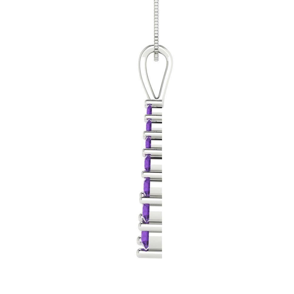 0.465cttw Round Cut Amethyst Gold-Plated 925 Silver Pendant and 16" Box-Chain Necklace