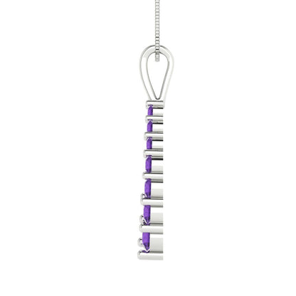0.465cttw Round Cut Amethyst Gold-Plated 925 Silver Pendant and 16" Box-Chain Necklace