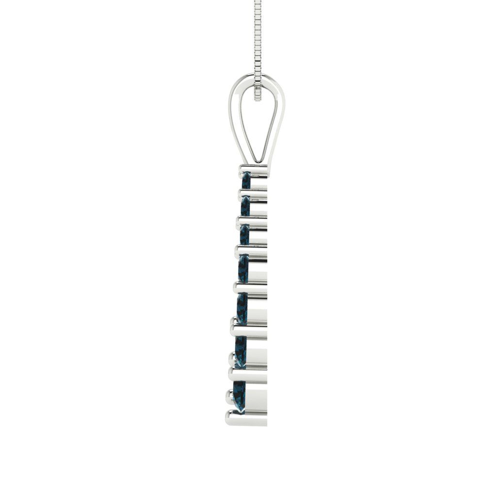 0.465 tcw Necklace Pendant - 14K White Gold Round Cut Charm London - Adjustable Length - 15in Box Chain to 18in