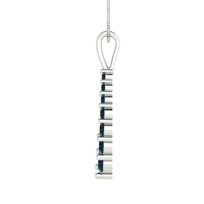 0.465 tcw Necklace Pendant - 14K White Gold Round Cut Charm London - Adjustable Length - 15in Box Chain to 18in