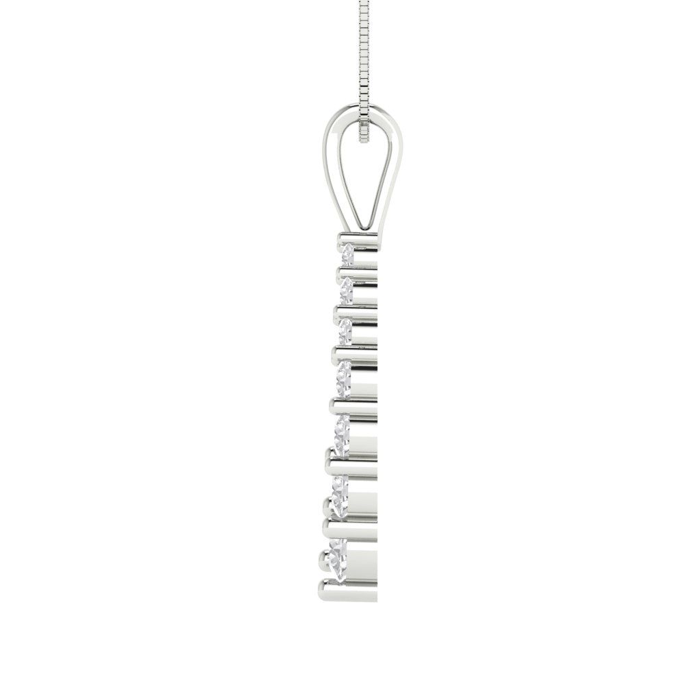 0.465cttw Round Cut Clear Gold-Plated 925 Silver Pendant and 16" Box-Chain Necklace