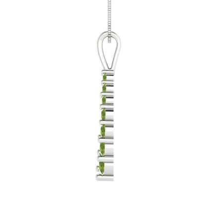 0.465 tcw Necklace Pendant - 14K White Gold Round Cut Charm Peridot - Adjustable Length - 15in Box Chain to 18in