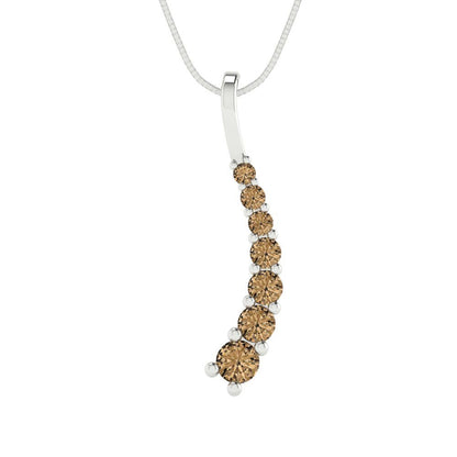 0.465cttw Round Cut Champagne Gold-Plated 925 Silver Pendant and 16" Box-Chain Necklace