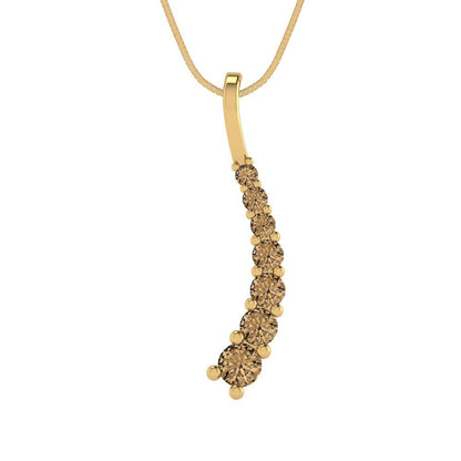 0.465cttw Round Cut Champagne Gold-Plated 925 Silver Pendant and 16" Box-Chain Necklace