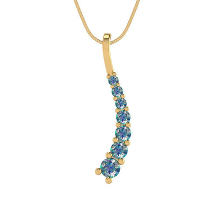 0.465 tcw Necklace Pendant - 14K White Gold Round Cut Charm Blue Moissanite - Adjustable Length - 15in Box Chain to 18in