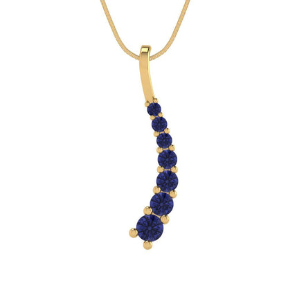 0.465 tcw Necklace Pendant - 14K White Gold Round Cut Charm Tanzanite - Adjustable Length - 15in Box Chain to 18in