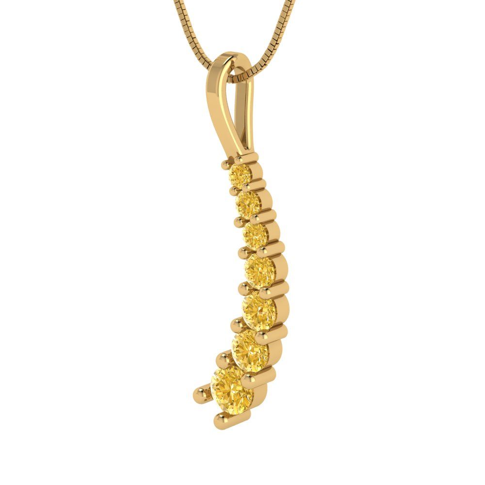 0.465cttw Round Cut Citrine Gold-Plated 925 Silver Pendant and 16" Box-Chain Necklace