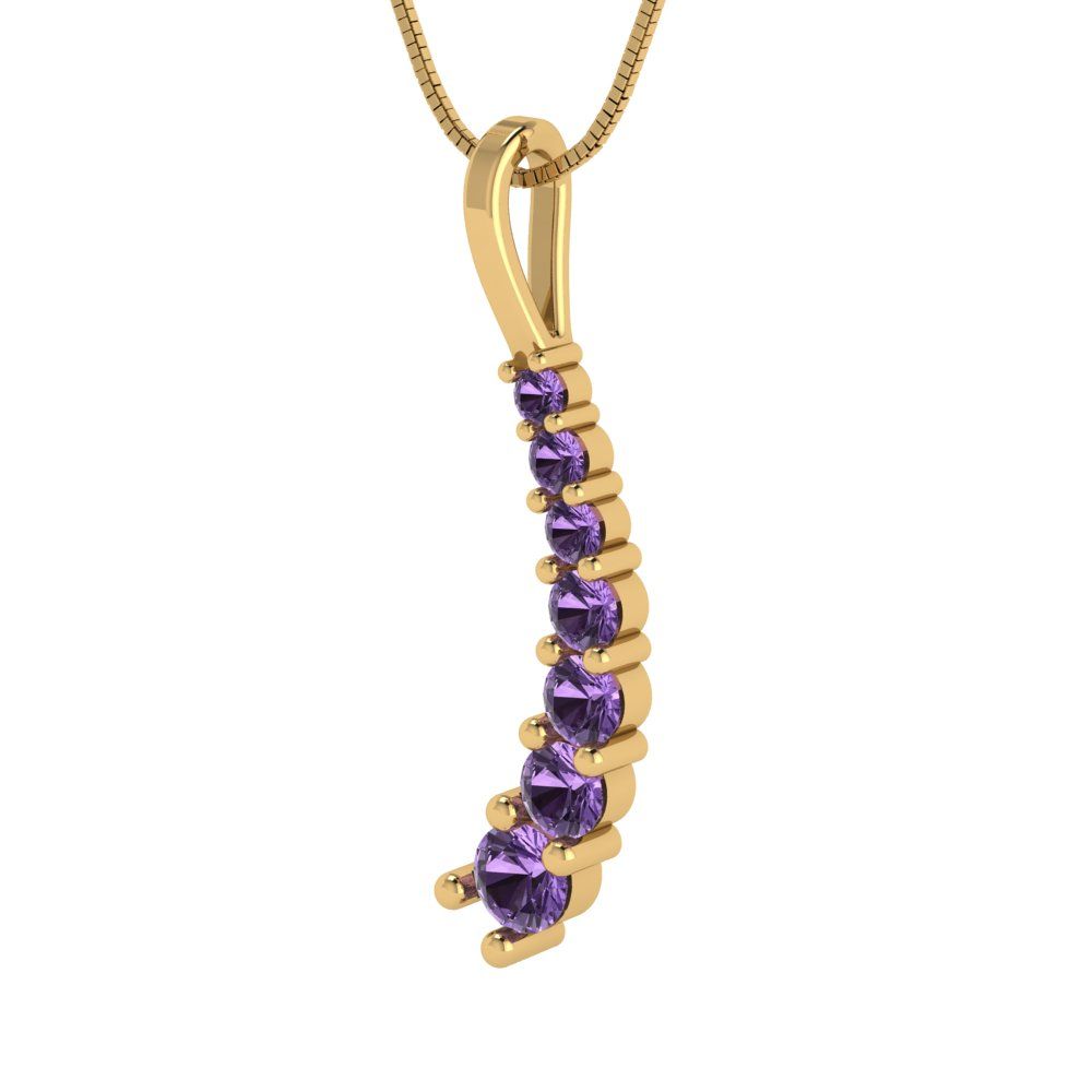 0.465cttw Round Cut Alexandrite Gold-Plated 925 Silver Pendant and 16" Box-Chain Necklace