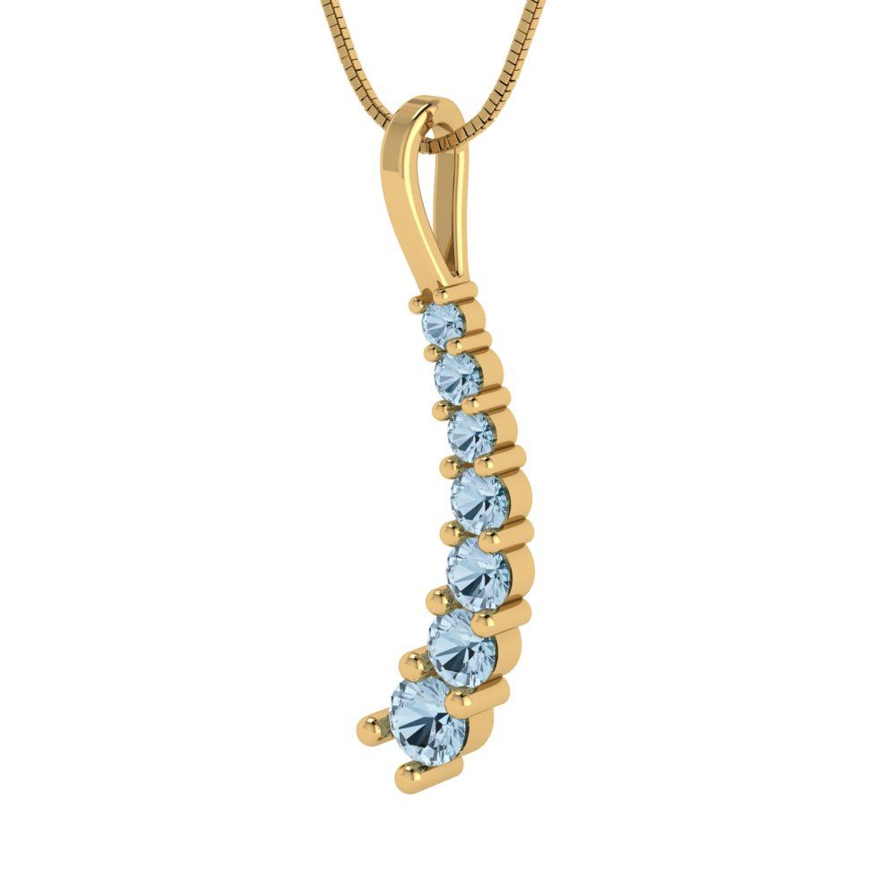 0.465 tcw Necklace Pendant - 14K White Gold Round Cut Charm Sky Blue Topaz - Adjustable Length - 15in Box Chain to 18in