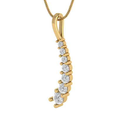 0.465 tcw Necklace Pendant - 14K White Gold Round Cut Charm Zirconia Diamond - Adjustable Length - 15in Box Chain to 18in