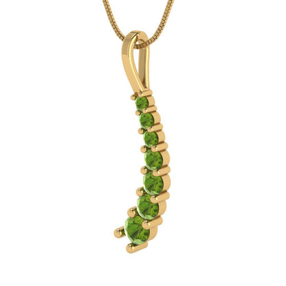 0.465 tcw Necklace Pendant - 14K White Gold Round Cut Charm Peridot - Adjustable Length - 15in Box Chain to 18in