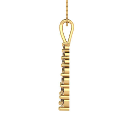 0.465cttw Round Cut Champagne Gold-Plated 925 Silver Pendant and 16" Box-Chain Necklace
